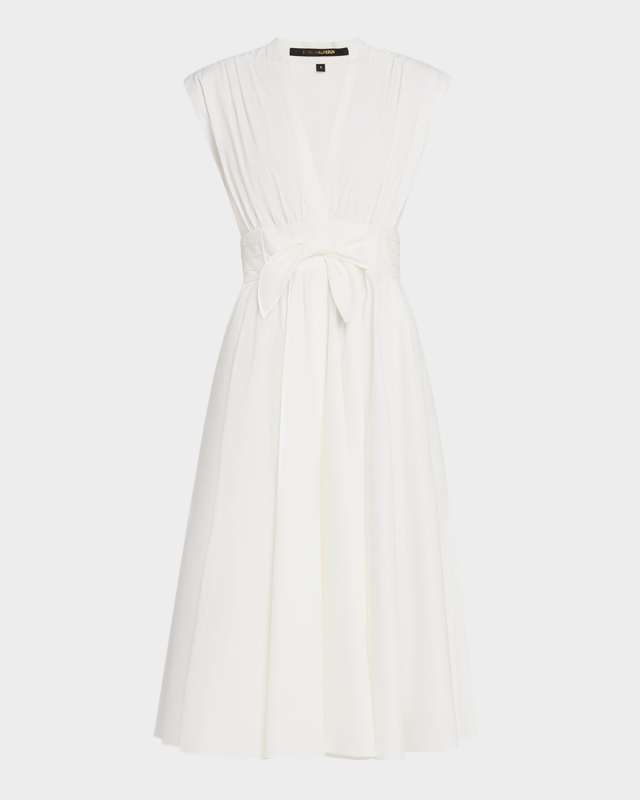 Kiernan Ruched Cap-Sleeve Midi Dress
